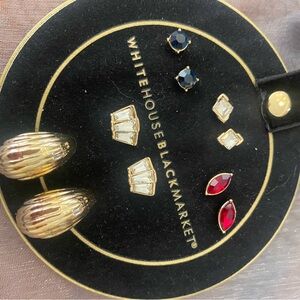 White House Black Market Gold and Red Earring Set